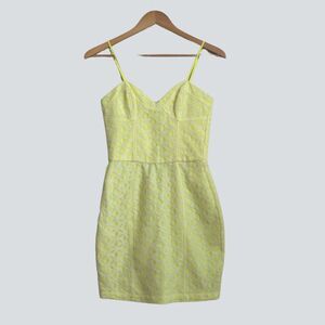DOLCE VITA Women's Neon Yellow Lace Mini Dress Size XS